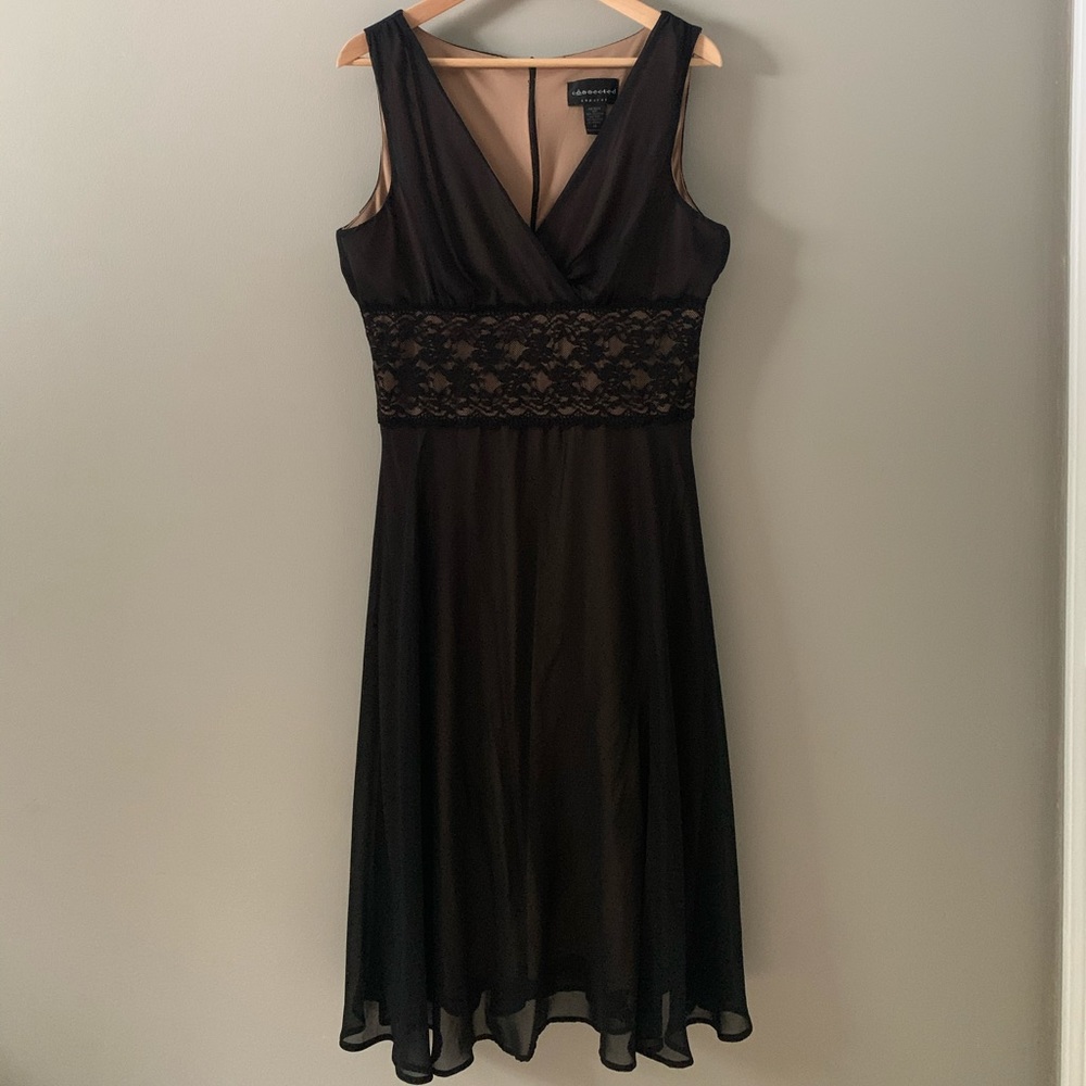 Connected Black Sheer Cocktail Dress w/ Lace Band